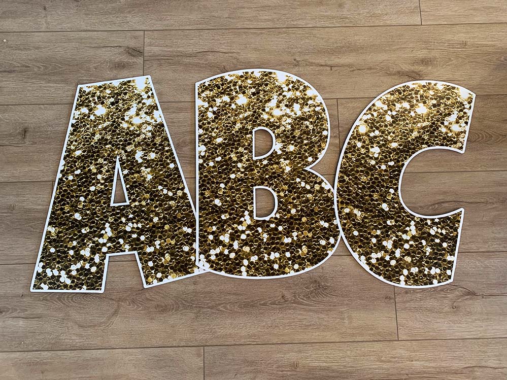 gold glitter letters